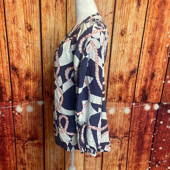 Lilly Pulitzer 100% silk Booze Cruise Elsa nautical blouse sz Small lightweight - Picture 3 of 6